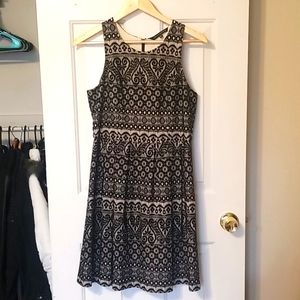 Kaya & Sloane Cream/Black Lace Fit & Flare Dress